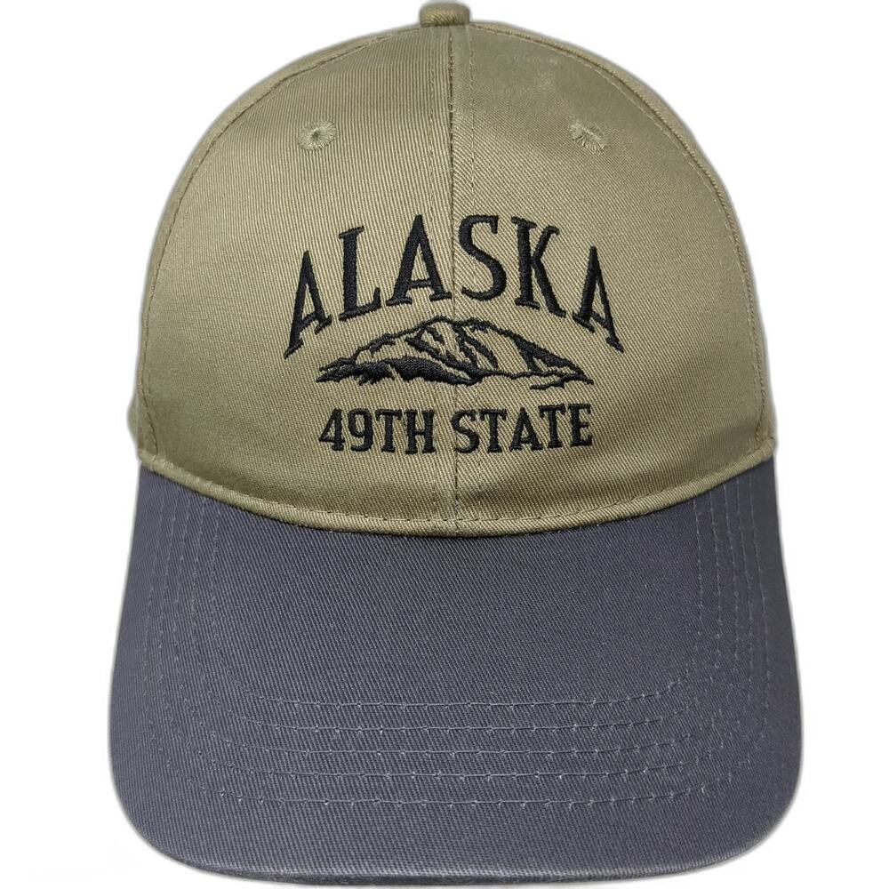 ACE USA Baseball Cap Green Gray One Size Alaska 49th State Mountain Graphic Hat